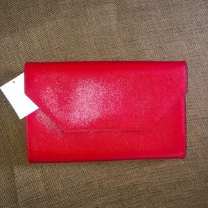 Leather red clutch